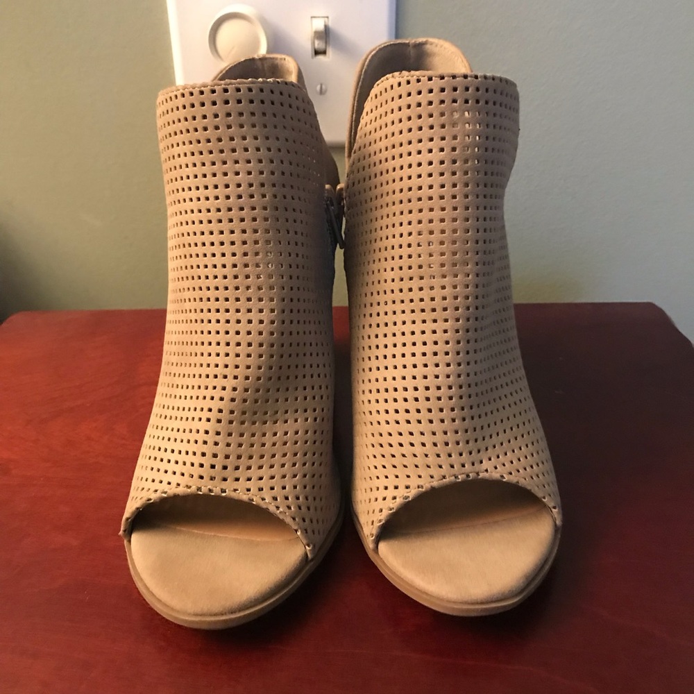 Taupe Peep Toe Booties